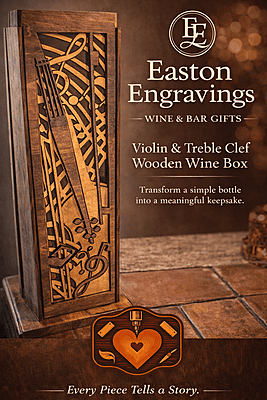 Violin & Treble Clef Wooden Wine Box