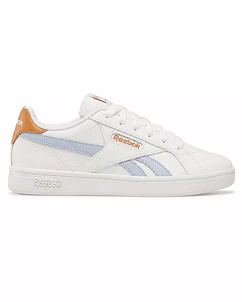 Reebok Lifestyle Sneakers - حذاء ريبوك كورت لايف ستايل – أبيض بتفاصيل أزرق فاتح وبرتقالي