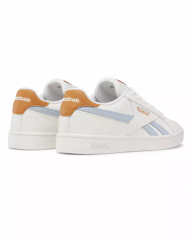 Reebok Lifestyle Sneakers - حذاء ريبوك كورت لايف ستايل – أبيض بتفاصيل أزرق فاتح وبرتقالي