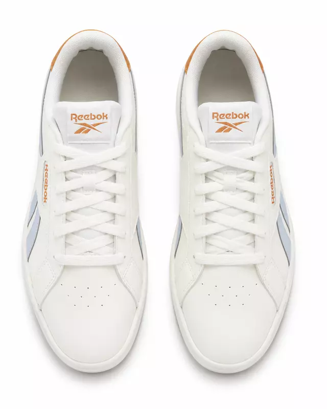Reebok Lifestyle Sneakers - حذاء ريبوك كورت لايف ستايل – أبيض بتفاصيل أزرق فاتح وبرتقالي