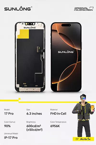 SUNLONG iPhone 17 Pro FHD In-Cell Replacement Screen – 6.3" Premium Display Assembly