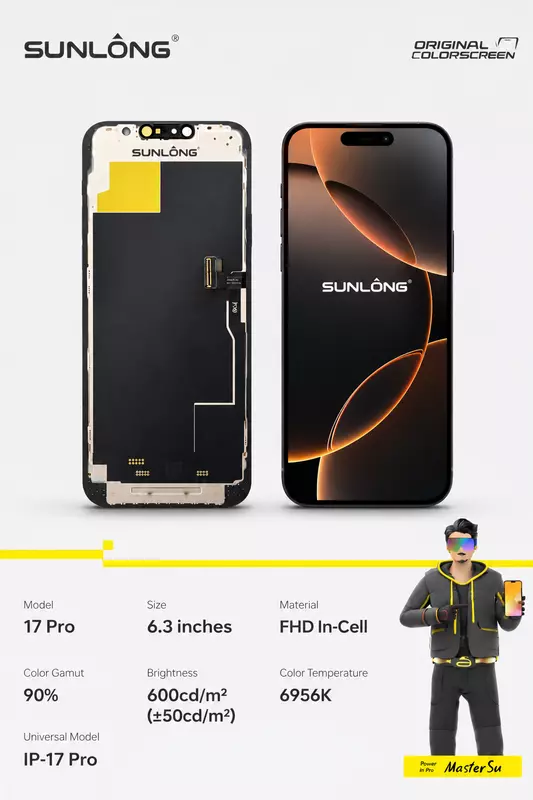 SUNLONG iPhone 17 Pro FHD In-Cell Replacement Screen – 6.3" Premium Display Assembly