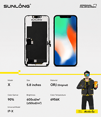 SUNLONG iPhone X ORJ Original Replacement Screen – 5.8" Premium Display Assembly