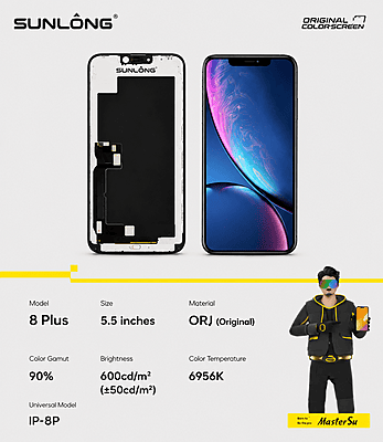 SUNLONG iPhone 8 Plus ORJ Original Replacement Screen – 5.5" Premium Display Assembly