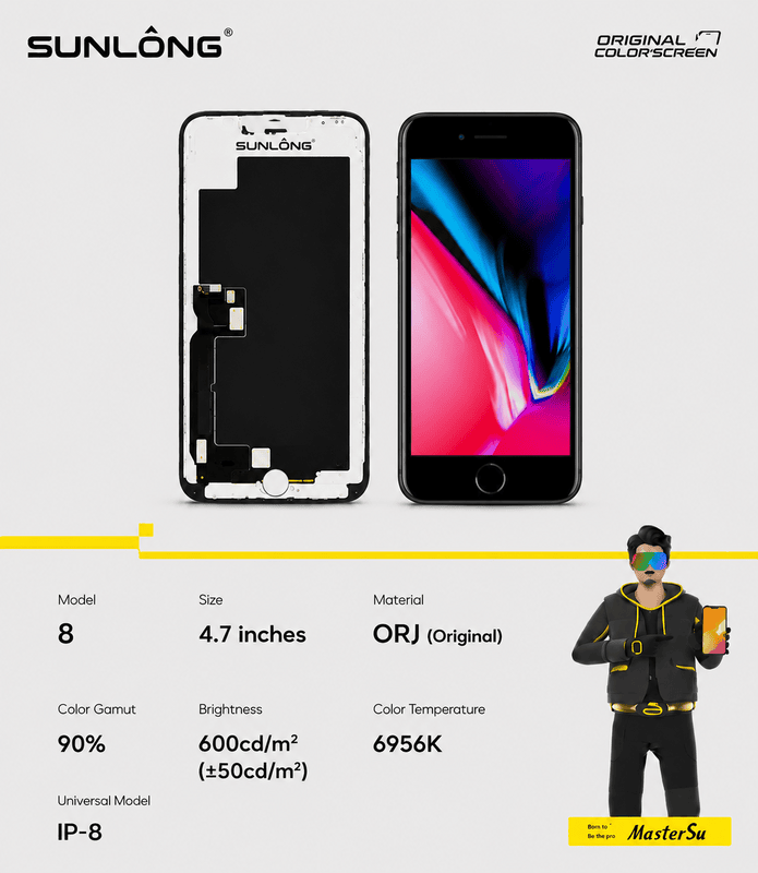 SUNLONG iPhone 8 ORJ Original Replacement Screen – 4.7" Premium Display Assembly