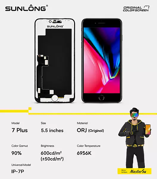 SUNLONG iPhone 7 Plus ORJ Original Replacement Screen – 5.5" Premium Display Assembly