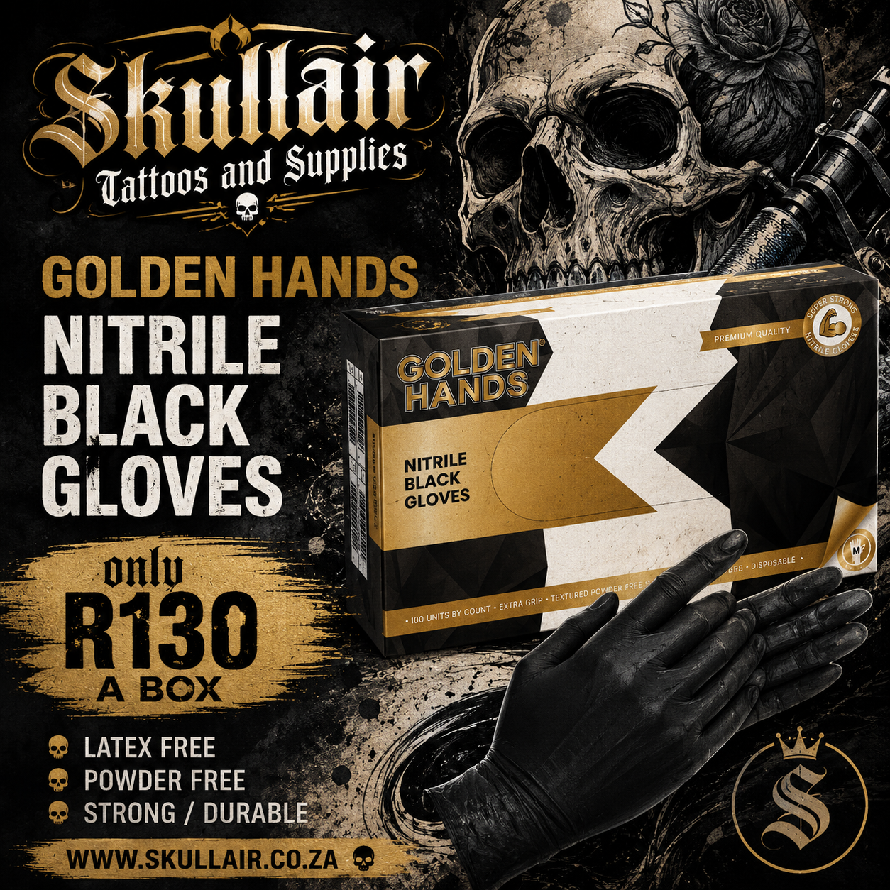 Black Nitrile Gloves (S,M,L,XL) Golden Hands Black Nitrile Gloves (S,M,L,XL) Golden Hands
