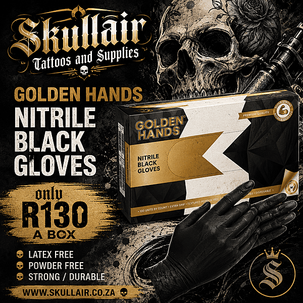 Black Nitrile Gloves (S,M,L,XL) Golden Hands