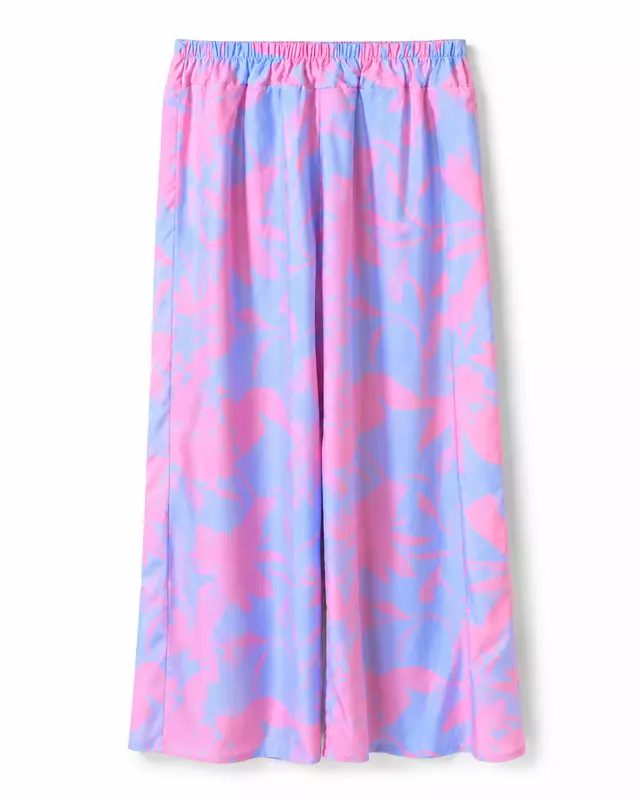 Women's Floral Print Crop Top & Wide-Leg Pants Co-Ord Set