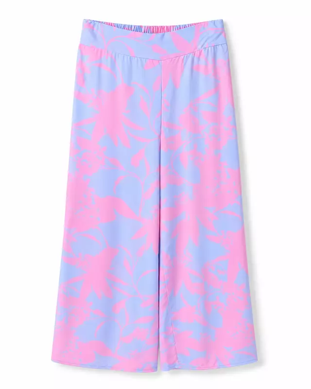 Women's Floral Print Crop Top & Wide-Leg Pants Co-Ord Set