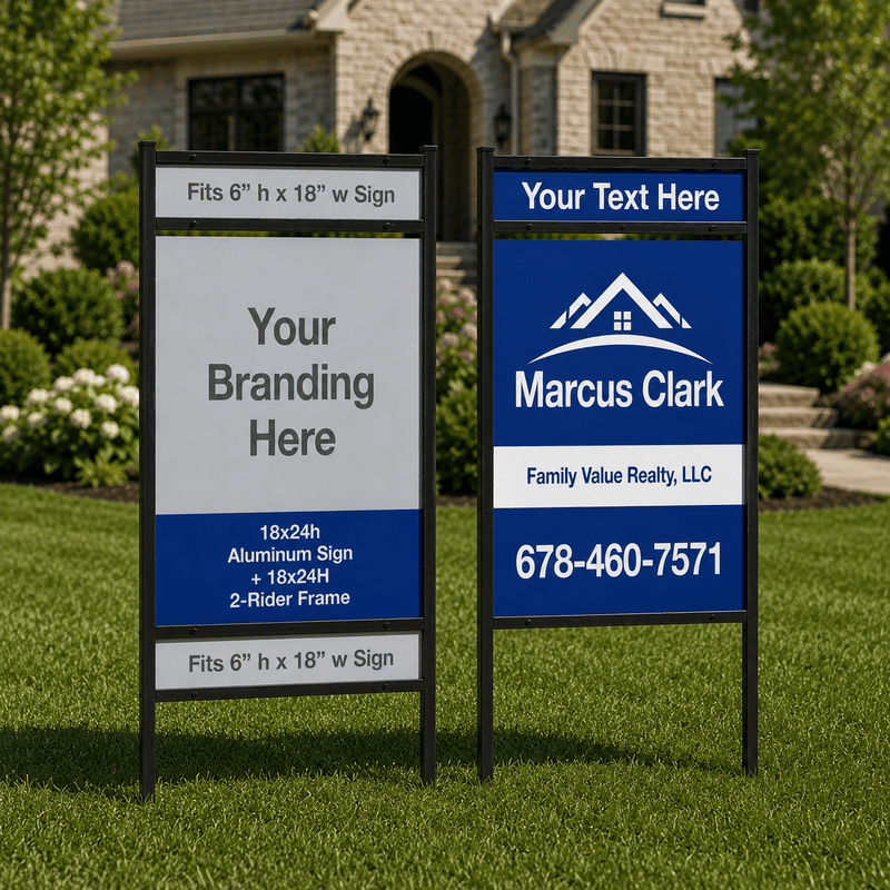 18x24 Aluminum Sign + 18x24H 2-Rider Frame