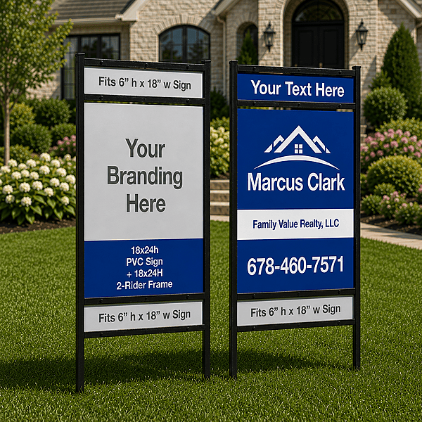 18x24 PVC Sign + 18x24H 1-Rider Frame