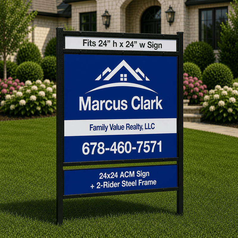 24x24 ACM Sign + 2-Rider Steel Frame
