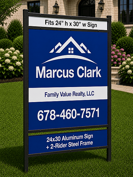 24x30 Aluminum Sign + 2-Rider Steel Frame