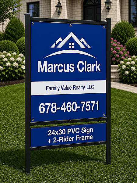 24x30 PVC Sign + 24x30H 2-Rider Frame