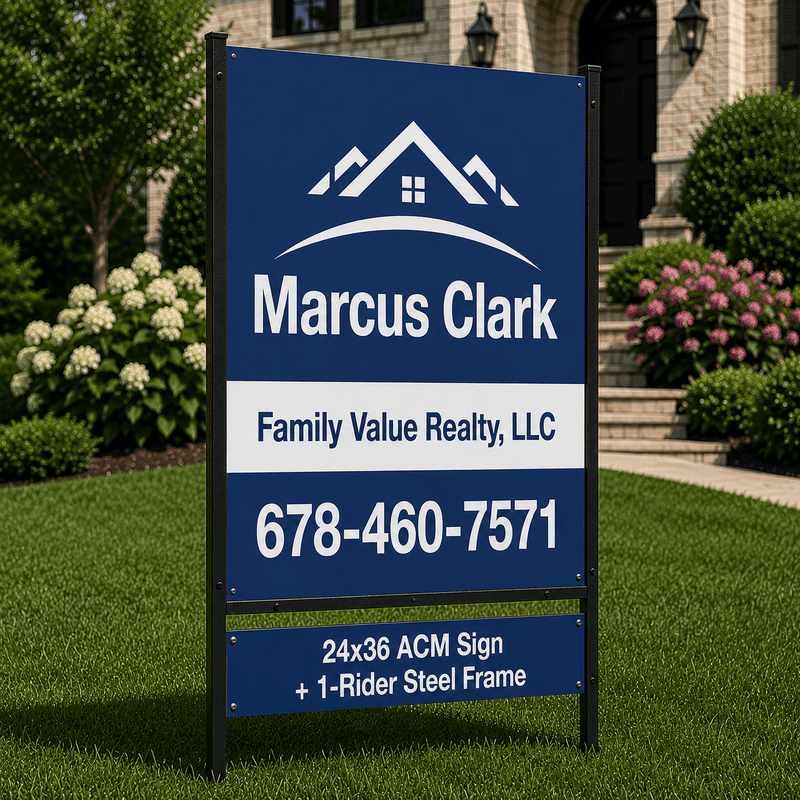 24x36 ACM Sign + 1-Rider Steel Frame