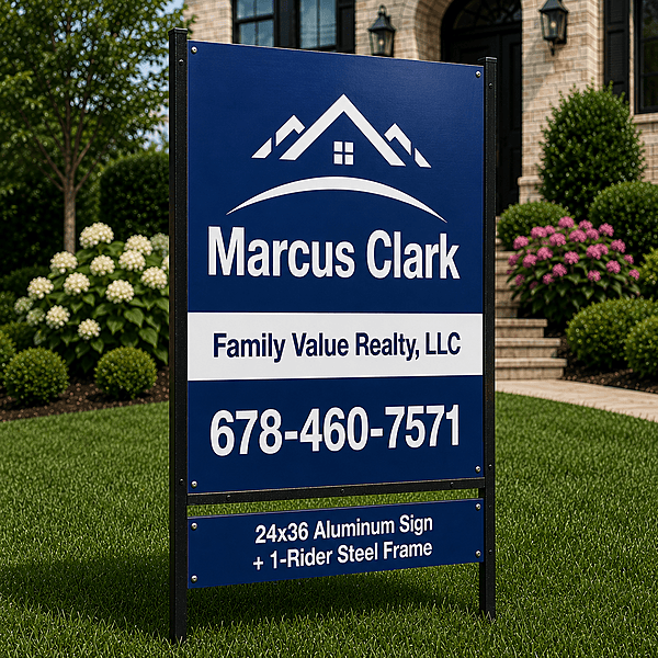 24x36 Aluminum Sign + 1-Rider Steel Frame