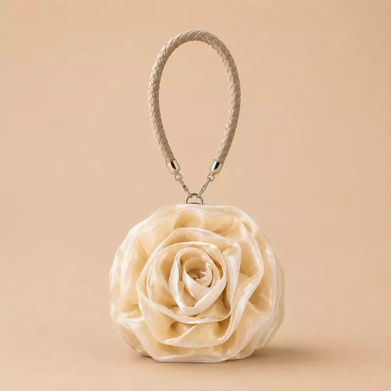 Satin Rose Purse with Wrist Strap