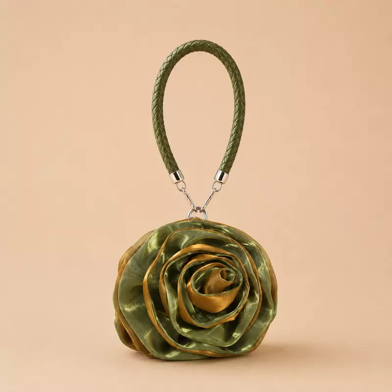 Satin Rose Purse with Wrist Strap