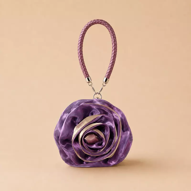 Satin Rose Purse with Wrist Strap