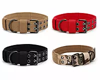 Heavy Duty Tactical Pet Collar Quick Released Metal Buckle Training Dog Collar With Handle Magic Sticker