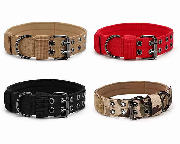 Heavy Duty Tactical Pet Collar Quick Released Metal Buckle Training Dog Collar With Handle Magic Sticker