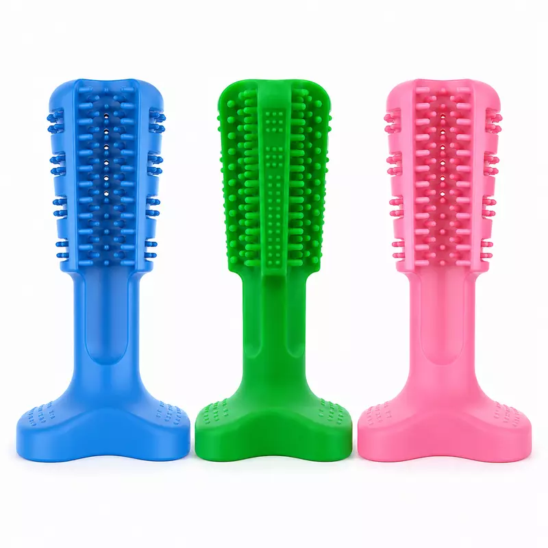 Rubber Dental Toothbrush Dog Chew Toy – Teeth Cleaning & Teething Toy