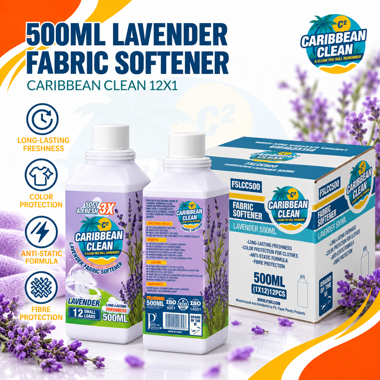 Fabric Softener Lavender Caribbean Clean 500ml 12/1