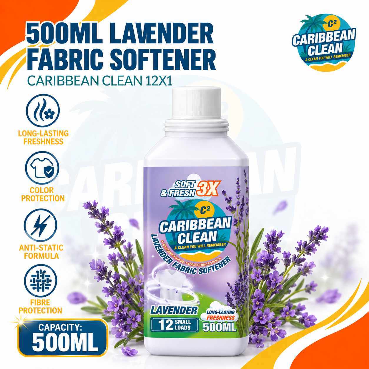 Fabric Softener Lavender Caribbean Clean 500ml 12/1