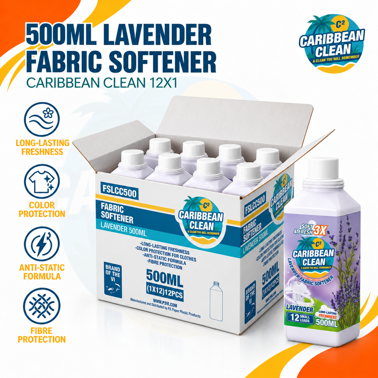 Fabric Softener Lavender Caribbean Clean 500ml 12/1