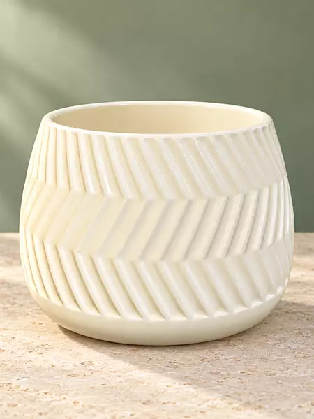 Ivory Chevron Ceramic Plant Pot