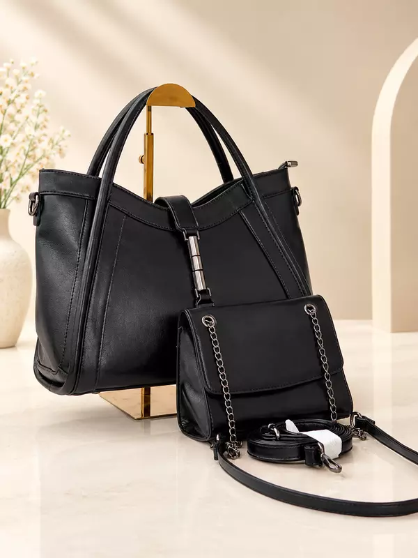 Holley.vivi Elegant Brown 2-Piece Handbag Set with Matching Crossbody Bag