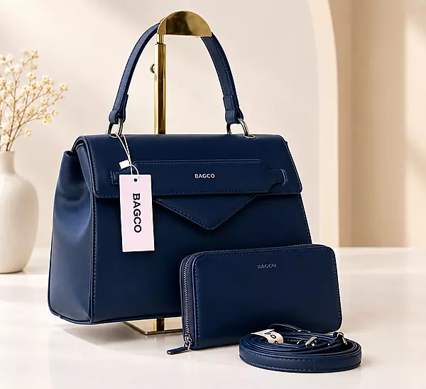Bagco ElegantStructured Handbag Set with Matching Pouch & Strap
