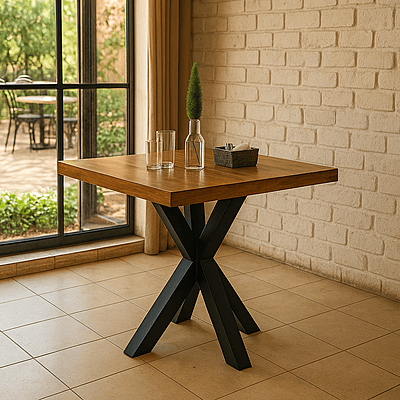 Cooper Dining Table in X Metal Leg