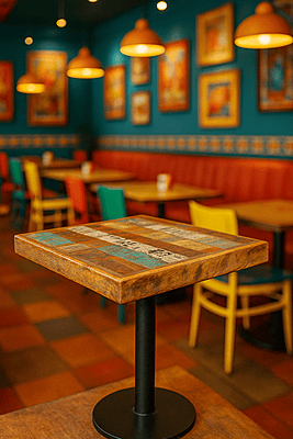 Rustic Vibrant Metal Pedestal Dining Table