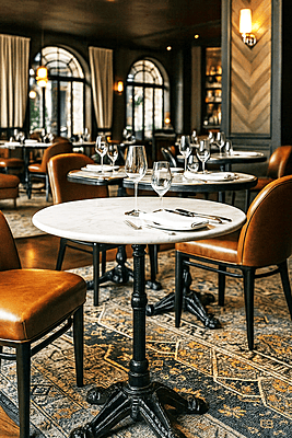 Majestic Marble Top Cast Iron Dining Table