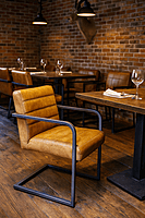 Old School Industrial Leather Arm Dining Chair