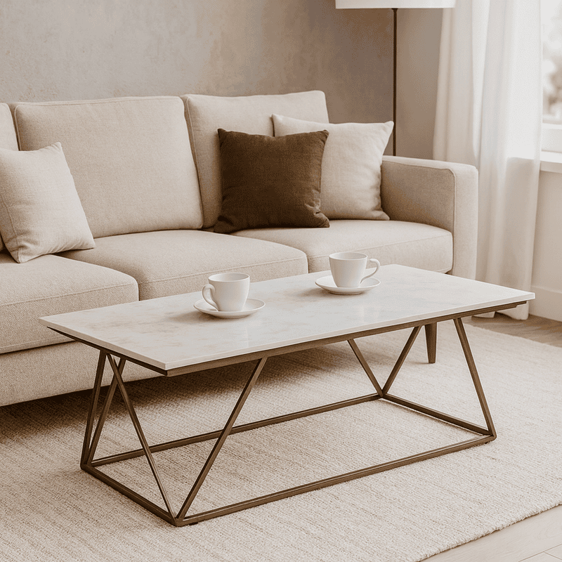 Coasters White Marble Top Coffee Table