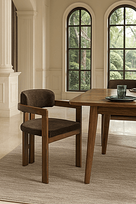 Burbon Fine Dining Cafe Solidwood Upholstery Chair