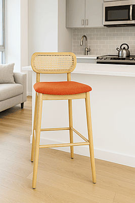 Lisette Cane Round Back Bar Chair