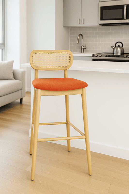 Lisette Cane Round Back Bar Chair