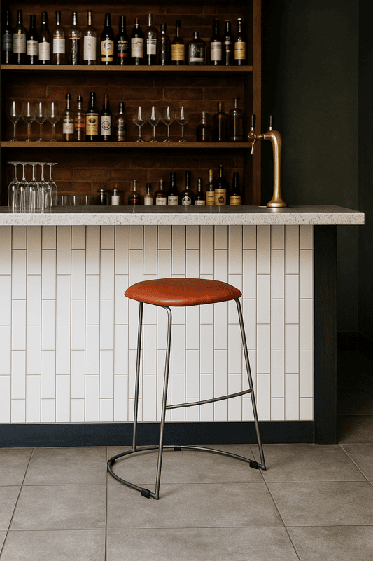 Malcolm Industrial Leather Bar Stool