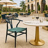 Sigma Wishbone Metal Dining Weaving Chair