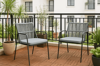 Crema Outdoor Accent Patio Weaving Chair Set of 2