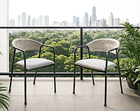 Costa Outdoor Accent Patio Weaving Chair Set of 2 Ivory White