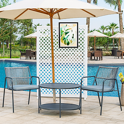 Crema Outdoor Tea Set 2 Chairs 1 Table