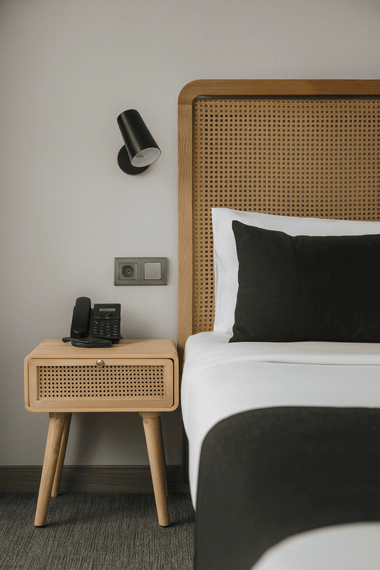 Cliffside Natural Cane Bedside Table