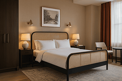 Alaya Hotel King Size Bed in Natural Cane