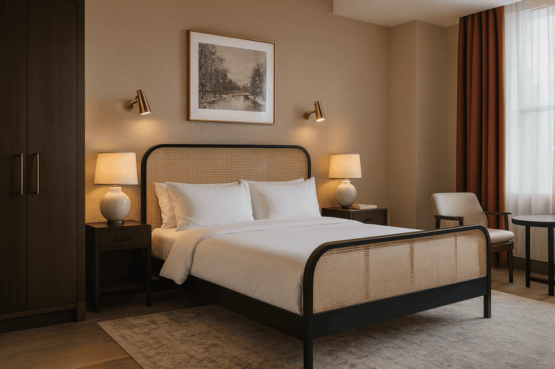 Alaya Hotel King Size Bed in Natural Cane