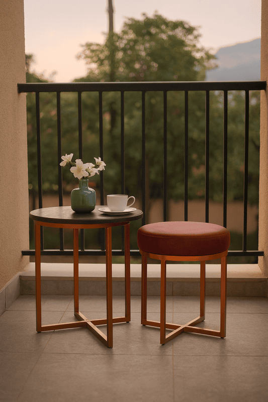 Inez Metal Accent Pouff